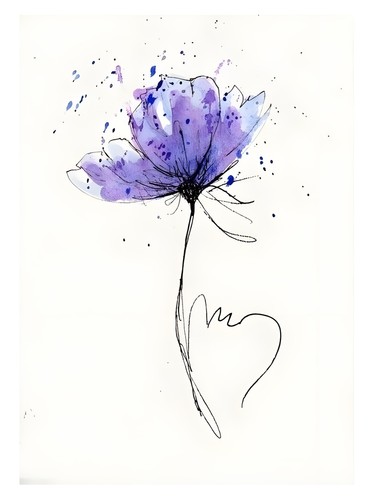 Lila blumen skizze poster - blumen,
