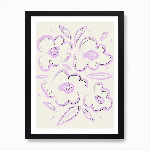 Blumenskizze lila kunstdruck - lila,