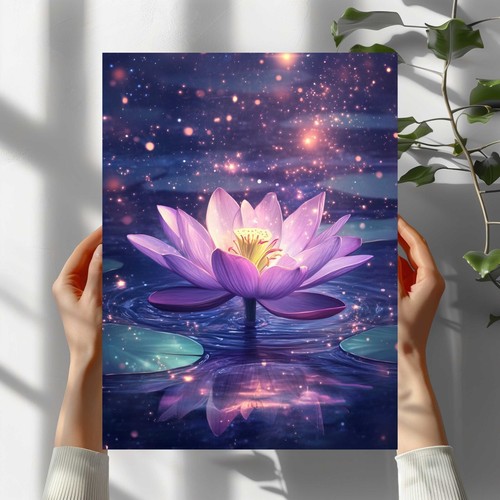 Lila lotusblume mit stern - lotusblume,
