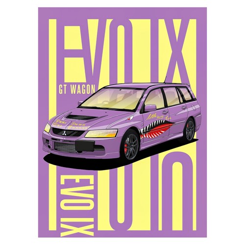 Lila auto pop - art, poster