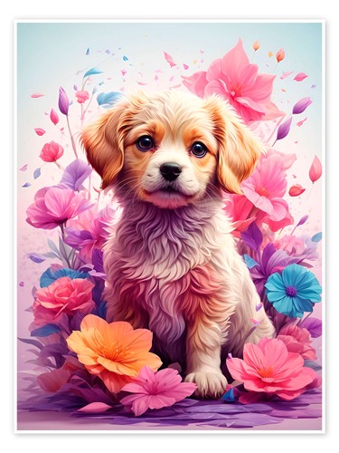 Poster hündchen zwischen lila - hündchen,