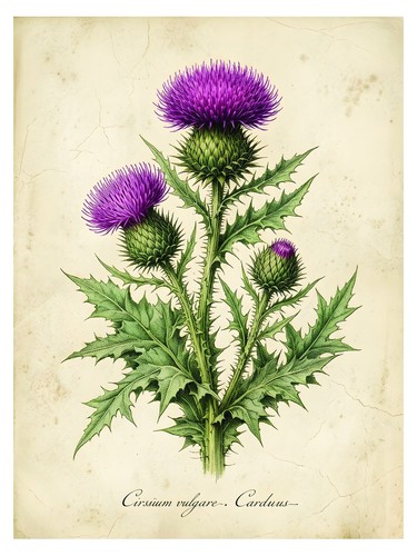 Lila distel botanisches poster - botanisches,