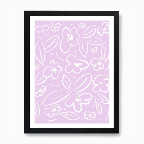 Blumige skizze lila kunstdruck - skizze,