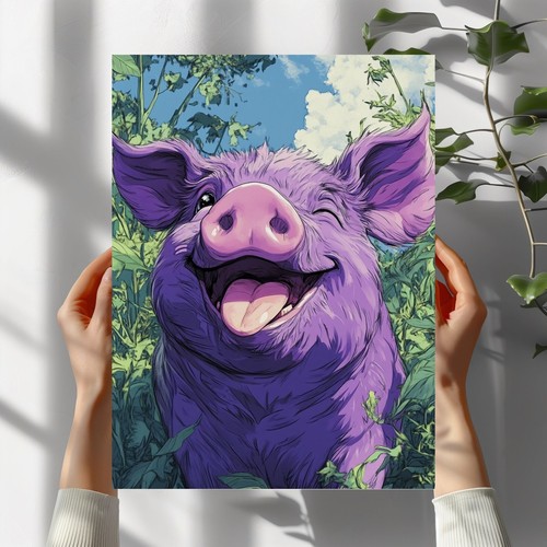 Lila schwein premium poster - lila,