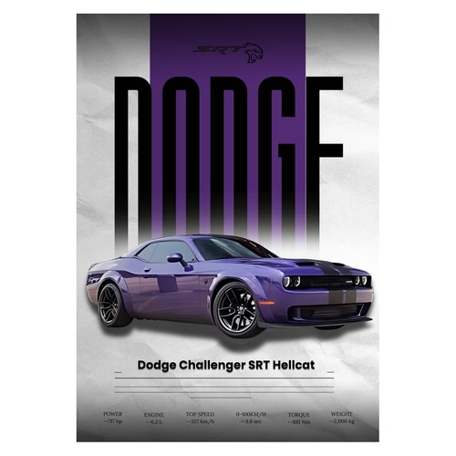 Lila dodge challenger poster - lila,