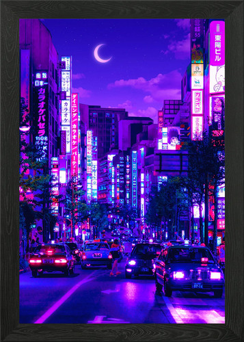 Lila nacht gerahmtes - nacht, wandbild