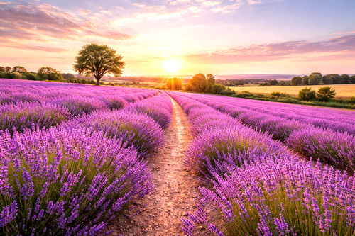 Lavendelfeld sonnenuntergang - lavendelfeld,