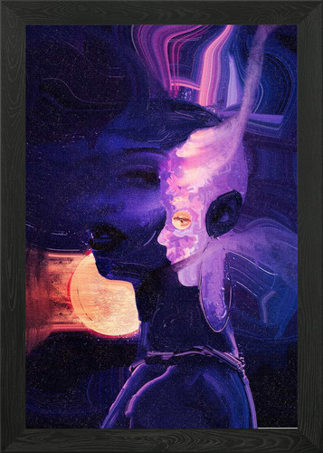 Abstraktes portrait mit lila - abstraktes,
