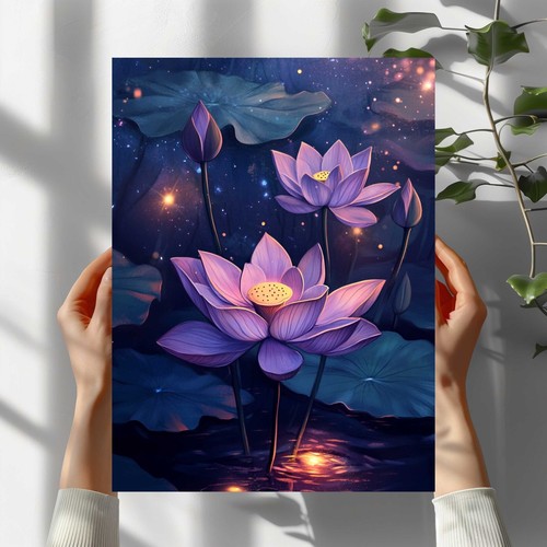 Lila lotusblume mit stern - lotusblume,