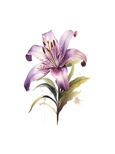 Lila lilie botanisches poster - lila,